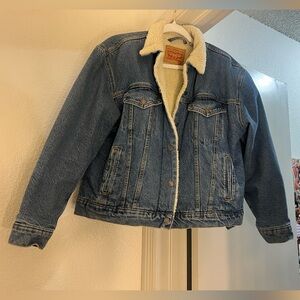 Levi’s Sherpa Lined Denim Trucker Jacket XL Men’s Oversized Blue